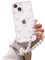 EYZUTAK Case for iPhone 14 Plus, Clear Cute Ribbon Bowknot Aesthetic Phone Case with Charm Bracelet Chain Raised Camera Protection Stylish Soft Durable TPU Protective Cover for Women Girls - Pink