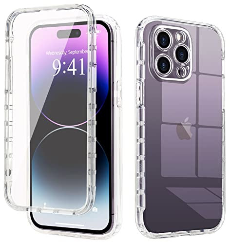 LAPOPNUT Kompatibel mit iPhone 15 Pro Max Hülle Durchsichtige Silikon 360 Grad Vollständiger Schutz Stoßfest und Kratzfest Feine Hülle Touchscreen Zweilagig Case Hülle für iPhone 15 Pro Max