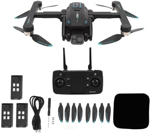 BuyWeek Mini Drone con Doppia Fotocamera da 180 ° da 8k, Wifi Trasmissione Gps Rc Quadcopter Brushless Evitamento Esc Gps Gps Rc con 8 Luci a LED, un Ritorno Chiave (3 batteria)