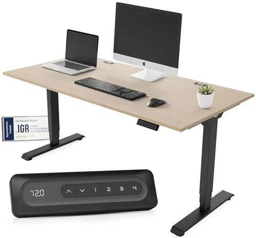 Yaasa Desk Essential 180x80cm,höhenverstellbarer Schreibtisch mit Kabelnetz | Elektrisch höhenverstellbarer Schreibtisch für Büro, Automatikfahrt, verschiedene Größe und Farben, 5 Jahre Garantie