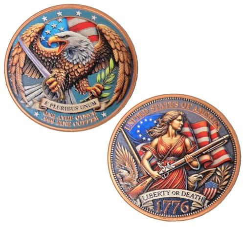 Katy Craig Liberty or Death USA Flagge Adler Farbe .999 feines Kupfer rund in Kapsel