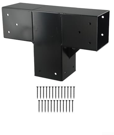 ZiStarlilife DIY Pergola Hardware Kit 3 Way Right Angle Corner Brackets with Base for 4x4 Inch Wooden Post Garden Structures Gazebo Shed Balcony Courtyard(1pc)