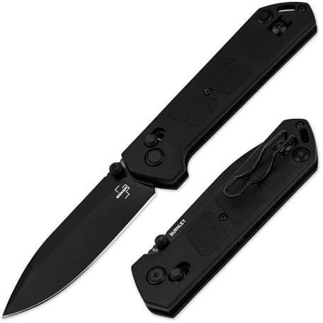 BÖKER PLUS® Kihon DC All Black - Taschenmesser mit D2 Droppoint Klinge schwarz - Einhand EDC Klappmesser mit Crossbar-Lock - Outdoormesser mit Daumenpin & Clip - 1 Hand Messer mit Nylon Griff schwarz
