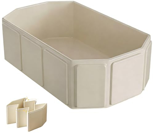 Faltbare Badewanne für Kinder - Tragbare Badewanne Platzsparende Klappbar Babywanne Große Kleinkindbadewanne mit Ablassventil Tragbares Duschbecken Faltbares Planschbecken für Dusche oder Garten Beige