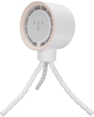 Fabater Clamp/Holder-On-Ventilator mit Flexiblem Stativ, Digitales Display, Mini-Ventilator für Kinderwagen, Batteriebetriebener Tragbarer Ventilator für Babys (WHITE)