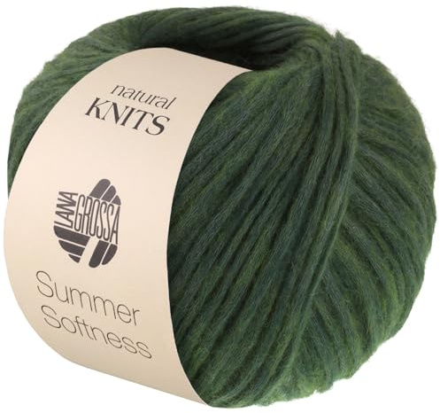 LANA GROSSA Summer Softness | Zartes Baumwollschlauchgarn, voluminös gefüllt mit flauschigen Merinofasern | Handstrickgarn aus 80% Baumwolle (Bio) & 20% Schurwolle | 50g / 130m FB 24