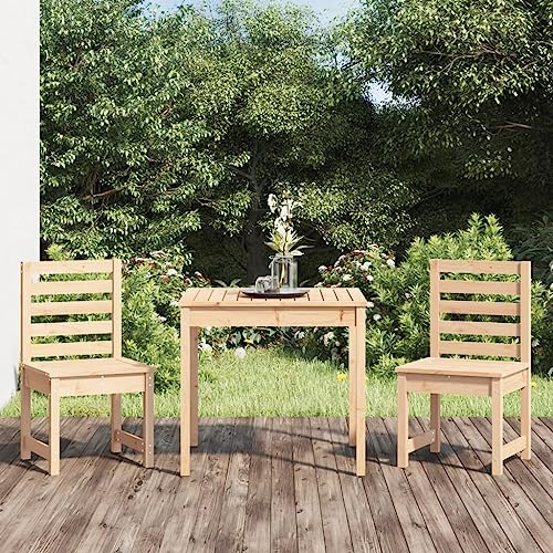 RMIHSJG 3-TLG. Garten-Bistro-Set aus Massivholz Kiefer für Terrasse Balkon Garten, Klassisches Holz Bistro Set mit Robuster Tischplatte und Komfortablen Stühlen, Wetterfeste Outdoor