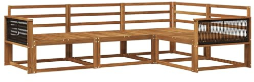 vidaXL Outdoor-Sofagarnitur 4 pcs Natur Massivholz Akazie, Anpassbare Gartenmöbel, modernes Patio-Sofa, gemütliche Sitzgruppe, wetterfest und robust