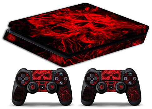 Skin Kompatibel für Ps4 Slim - Skull TESCHIO - Limited Edition Decal Cover Schutzhüllen Faceplates Bundle