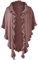 Poncho Cape Trachtentuch Umhang Stola Schultertuch Trachten-Tuch Damen Strickponcho Tracht Strick Trachtenponcho gestrickt Überwurf Volants Rüschen Schal Cashmink, Farbe:rosa