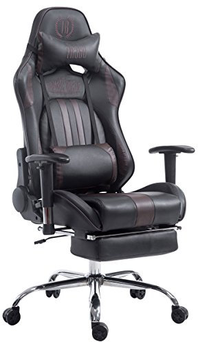 Silla Racing XL Limit Tapizada en Cuero sintético I Silla Gaming con Soporte Metal Cromado I Silla Oficina con Ruedas I Silla Gamer Regulabl, Color:Negro/marrón, Reposapiés:con reposapiés