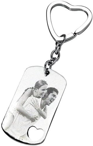 Amikado - Porte-clés en métal ajouré personnalisé avec Une Photo gravée (Coeur) – Porte clé Original et Personnalisable