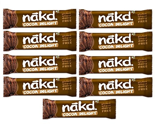 Cocoa Delight - Nakd Raw Fruit Nut Bars 35g Each - Gluten Wheat Dairy Sugar Free (Pack of 9)