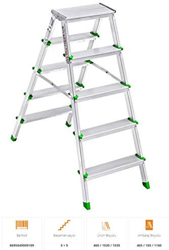 Saraylı Double Sided Aluminum Ladder 5 + 5 Step