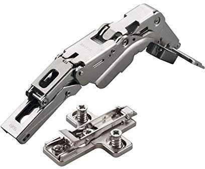 2 x Salice Topfband 155° Serie 200 Bohrbild T45 Eckanschlag inkl. Kreuz-Montageplatte Höhe 6 mm mit vormontierten Euroschrauben und Exzenterverstellung Schrankscharnier von SO-TECH®