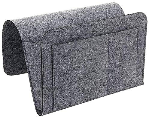 LIZHIGE Bettaufhänger Organizer, Sofa Organizer, Anti-Rutsch Aufbewahrungstasche, Tasche Sofa-Bett Hängeaufbewahrung, für Buch, Handys, Tablets, Schrank TV, Remote, Brille, Magazin - Dunkelgrau