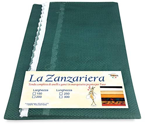 Tex family Tenda Zanzariera da Esterno Balcone Giardino | Rete Anti Insetti con Frangia e Occhielli | Poliestere Resistente | Ideale per Porta e Finestra | Cm.150x300 | Verde