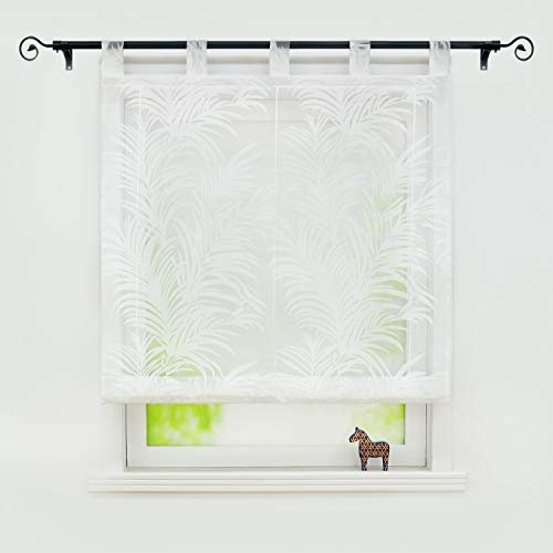 Joyswahl Voile Weiß Raffrollo mit Feder Ausbrennerqualität »Alisha« Schals Fenster Gardine mit Schlaufen BxH 45x150cm 1 Stück