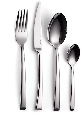 ECHTWERK Tafelbesteck Avelino, Silber Edition, 16-teilig, Essbesteck für bis zu 4 Personen, Edelstahl 18/10, hochglänzend, Hochwertiges Besteck Set, für Esstisch, Tischdeko für Hochzeiten & Festtafel