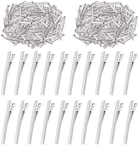 Swpeet Lot de 200 pinces à cheveux crocodile de 7,5 cm, parfaites pour les cheveux en forme de bec de canard en métal, épingles à cheveux à tige unique pour coiffure, accessoires de bricolage
