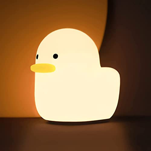 Silikon Led Enten Nachtlicht Kinder Dimmbar, Kindernachtlicht mit Touch Sensor, Timer, USB Aufladbar, Stilllicht Nachtlampe Baby, Nachttischlampe für Kinderzimmer