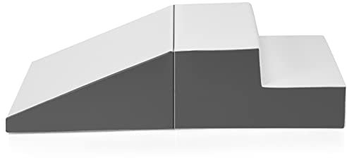 DREAMADE Modules de Motricité pour Enfant, Blocs de Construction en Mousse avec Escalier et Toboggan, Jouets Éducatifs pour Enfant de Plus de 3 Ans, pour Maison, École Maternelle (Blanc, Gris)