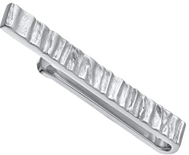 Kuzzoi Herren Krawattennadel kunstvoll strukturiert, Krawattenklammer (5 mm) poliert für normale Krawatten aus 925er Sterling Silber, Krawattenschmuck für Männer mit geriffelten Details
