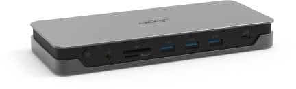 Acer USB-C dock ADK231 - (USB-C, USB 3, HDMI, DisplayPort, SD card, Ethernet, headphone jack, UK power cable)