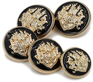 10 Stücke 15mm Metallknöpfe Gold Schwarz Für Nähen Strickmantel DIY Doppel Löwen Elegante Knöpfe