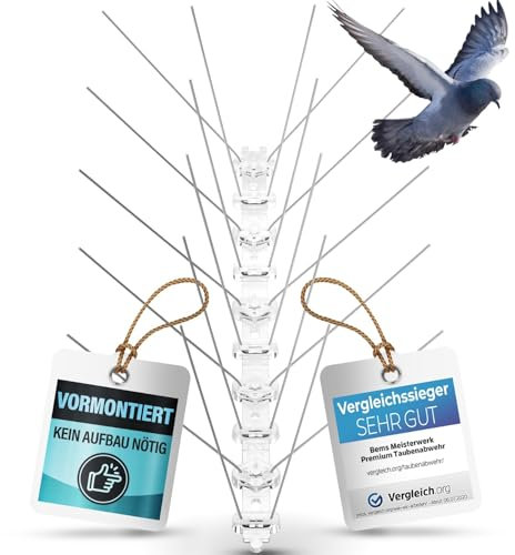Taubenabwehr Spikes VORMONTIERT 15m - Test SEHR GUT - Edelstahl Vogelabwehr Spikes, Taubenabwehr Balkon, Dach, Fenster - Vogelschutz, Taubenschreck, Vogelschreck, Taubenspike, Taubenschutz 15 Meter