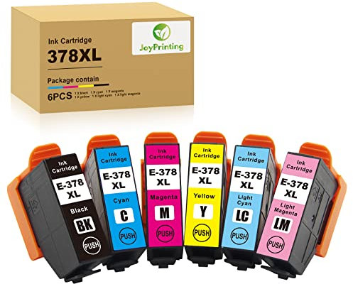 JoyPrinting 378XL Druckerpatronen für Epson 378 XL 378XL Multipack Kompatibel für Expression Photo XP-8500 XP-8505 XP-8600 XP-8000 XP-8005 XP-8700 XP-8605 XP-15000 (6er-Pack)