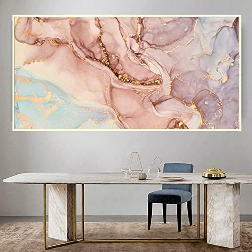 HEHGVCF Poster Rosa Gold Marmor Bilder 40x60cm, Marmor Bild auf Leinwand Rosa Leinwand XXL Wandbild Kunstdruck Wand Leinwand Bild Rahmenlos (Rosa,80x160cm)
