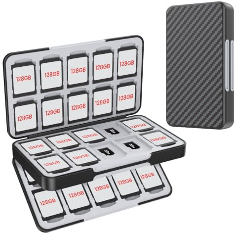 HEIYING Speicherkarten Etui mit 80 Kartenfächer für SD Micro SD Karten | Tragbare Speicherkartenbox aus ABS mit Silikonauskleidung, Passgenaue Fächer & Magnetverschluss für Aufbewahrung