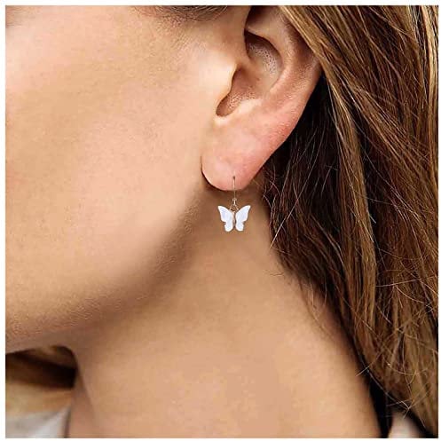 Yheakne Vintage Butterfly Huggie Hoop Earrings White Enamel Butterfly Drop Earrings Tiny Butterfly Dangle Earrings Personlized Earrings Jewelry for Women and Girls Gifts