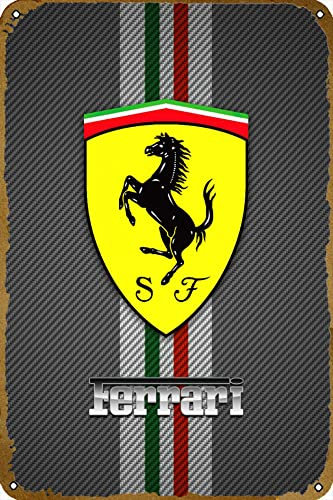 Metall-Blechschild mit Ferrari-Logo, 20,3 x 30,5 cm, Vintage-Retro-Wanddekoration