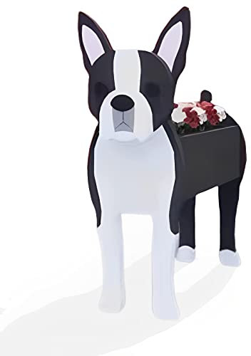 Cadeaux Pour Amoureux Chats,Pot Fleurs En Forme Chat,Pot Fleurs En Forme Chat Pour Décoration Du Jardin,Pot Fleurs En Forme Chat Pour L'extérieur Et L'intérieur ( Color : Boston Terrier , Size : 34*24
