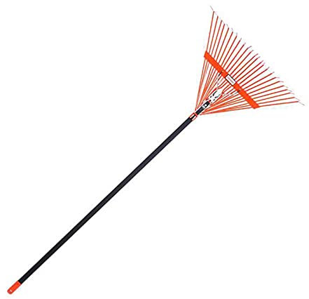 Gartenrechen, Laubharke aus Metall, 120 cm, Leichter Aluminiumgriff, Rechen mit 24 Zinken, 61 cm breit, für Gärtner, Abnehmbarer Gartenrechen, leicht zu tragen