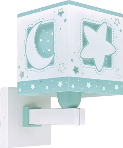Dalber kinder Wandlampe, Kinderlampe Wandleuchte kinderzimmer Moonlight Mond und Sterne Grün, 63239H, E27
