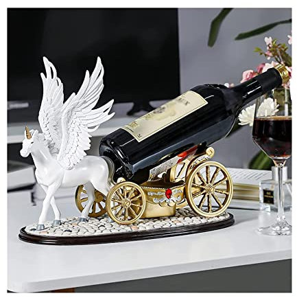 Wine Bottle Holder Light Luxury Wine Rack Flying Horse Pulling Cart Wine Holder Unicorn Artwork Ornament Single Unique Wine Bottle Stand Crafts