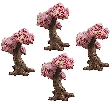 Yardwe 4 Stück Mikrolandschaft Kirschbaum Miniaturpflanze Blumen-kunstbaum Eisenbahn Diorama Baummodell Mit Topf Pflanzgefäße Für Den Außenbereich Topfbonsai Harz Landschaftsbaum Haushalt