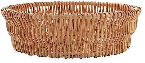 LONGERO Handgefertigter Aufbewahrungskorb, runde Schale aus Weide, handgeflochtener Regalkorb, natürliche Weide, 1 Stück, mittelgroß