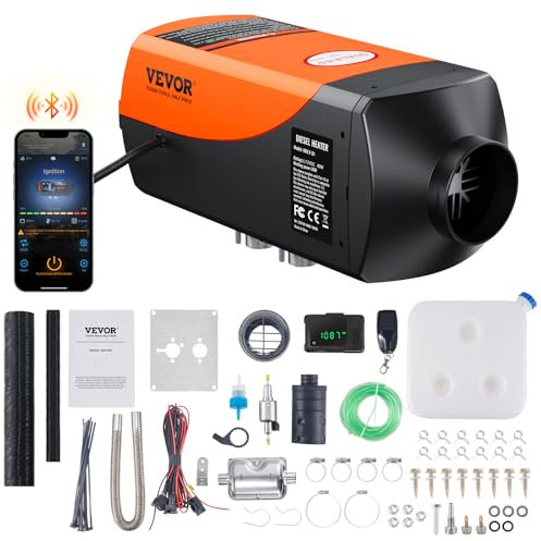 VEVOR Riscaldatore d'Aria Diesel per Auto Camper Camion RV 12V 2KW Temperatura Regolabile 8℃-36℃ Controllo Bluetooth, Riscaldatore da Parcheggio per Auto Consumo di Carburante 0,12-0,26L/h BTU 10-15m²