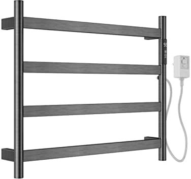 WRJAHCG BadheizköRper Elektrisch,HandtuchheizköRper 57.3cm*47.4cm Handtuchtrockner Elektrisch,Elektrisch Thermostat HandtuchwäRmer,Mit Timer Und Led-Anzeige,Wandmontage,Grau,Plug in