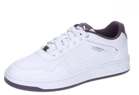 PUMA Damen Court Classy Sneaker, White-Midnight Plum Silver, 38.5 EU