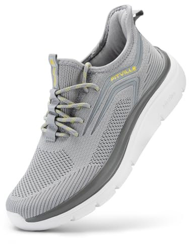 FitVille Scarpe da Corsa con Piedi Larghi Uomo Sneakers Extra Large Scarpe Ginnastica Leggero per Correre Jogging Grafite con Bordo Nero 41 EU X-Larga