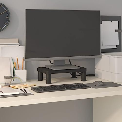TV Regal Monitor-Ständer Monitor-Heber Mit Stauraum Monitorständer Schwarz 38 x 24 x 10.5 cm Geeignet für Wohnzimmer Schlafzimmer Wohnung Hotel