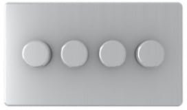 Brushed Screwless 250W 1 Gang 2 Way Dimmer Switch - Brushed Stainless Steel (4 Gang 2 Way Dimmer Switch)