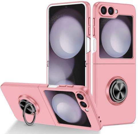 YOUULAR Custodia pieghevole per Samsung Galaxy Z Flip 6 5G Custodia, [Supporto per supporto auto] Sensazione sulla pelle Bumper, vernice spray oleosa, antiurto per Samsung Z Flip6 Custodie Rosa