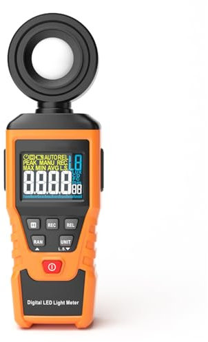Meichoon Misuratore di luce digitale portatile ad alta precisione, gamma fino a 100000Lux per fotografia cinematografica piante, fotometro, intensità di illuminazione, misurazione della luminosità