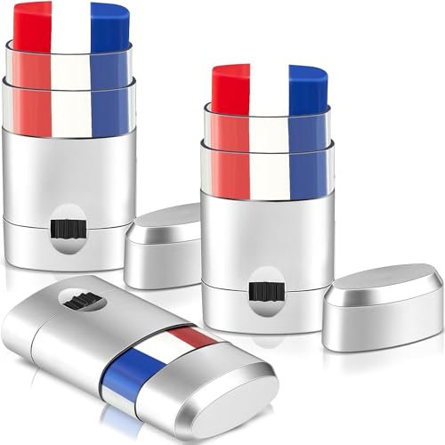 EHOTER Crayon De Maquillage France Maquillage Bleu Blanc Rouge Couleur Tricolore Coupe du Monde Rugby Foot Idéal pour Supporter L'équipe De France Euro 2024, JO 2024 (3 Pièces)